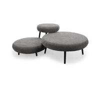 Lot de 3 poufs EDEN tissu texturé gris foncé BOBOCHIC Gris foncé