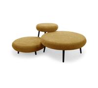 Lot de 3 poufs EDEN tissu texturé jaune BOBOCHIC Jaune