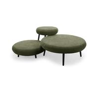 Lot de 3 poufs EDEN tissu texturé vert BOBOCHIC Vert