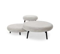 Lot de 3 poufs EDEN tissu velours côtelé beige BOBOCHIC Beige