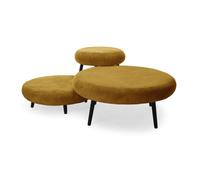 Lot de 3 poufs EDEN tissu velours côtelé jaune BOBOCHIC Jaune