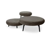 Lot de 3 poufs EDEN tissu velours côtelé marron BOBOCHIC Marron
