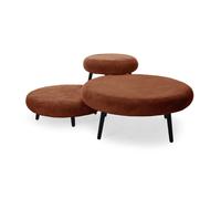 Lot de 3 poufs EDEN tissu velours côtelé orange BOBOCHIC Orange