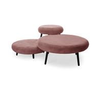 Lot de 3 poufs EDEN tissu velours côtelé rose BOBOCHIC Rose