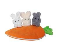 Lot de 3 poupées lapins dans un sac en forme de carotte - Ornements en peluche - Sac à main pour la maison, les vacances, les festivals, la décoration - Cadeau de Pâques