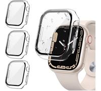 [Lot de 3] pour Apple Watch Protection d'écran Série 9 8 7 45 mm, iWatch Protection Face Cover, Film en verre trempé Hard PC Bum