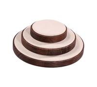 Lot de 3 présentoirs à bijoux pour femme avec micropolaire - Porte-bijoux élégant en bois de noyer pour coiffeuse - Rond