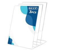 Lot de 3 présentoirs de table A4 en plexiglas transparent - Pour bureau, restaurant, magasin, hôtel et promotions publicitaires - Idéal comme présentoir à prospectus A4 ou support acrylique