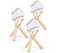 Lot de 3 présentoirs en bois pour batte de baseball - Support stable compact - 20 x 10 x 4 cm - Organiseur portable pour souvenirs de sport en forme de chauve-souris