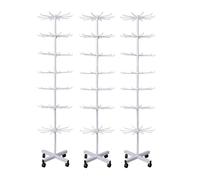 Lot de 3 présentoirs rotatifs hauteur 155 cm | Présentoir à marchandises roulant 7 étages | Support rotatif avec 70 crochets en métal | Support pour équipement de magasin, comptoir | Décoration de