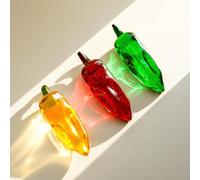 Lot de 3 presse-papiers miniatures en cristal en forme de piment