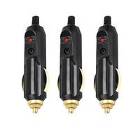 Lot de 3 Prise Allume Cigare 12V/24V 20A, Embout Allume Cigare, Prise Cigare Mâle Universelle en cuivre avec LED rouge, Noire