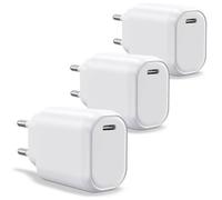 Lot de 3 Prises Chargeur Rapide 20W USB C, Charge sécurisée QC 3.0 + PD Puce IC, compatible iPhone, iPad, Samsung, Apple, Android