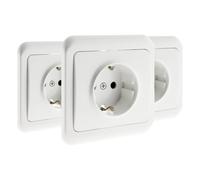Lot de 3 prises encastrées Schuko 16A - Blanc - Antaria - Zenitech