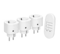 Lot de 3 prises télécommandées avec télécommande - Interrupteur sans fil Schuko type F - 230 V ~ 50 Hz - 3000 W maximum - IP20 - Portée de 30 m - Interrupteur de prise sans fil pour la maison et le