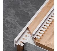 Lot de 3 profilés de nez d'escalier en métal pour stratifié et carrelage - Forme F pliable - 90 cm - Finition mate