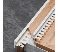 Lot de 3 profilés de nez d'escalier en métal pour stratifié et carrelage - Forme F pliable - 90 cm - Finition mate