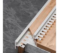 Lot de 3 profilés de nez d'escalier en métal pour stratifié et carrelage - Forme F pliable - 90 cm - Finition mate