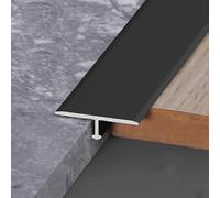Lot de 3 profilés en T en aluminium de 90 cm de long pour sol et carrelage, bande de séparation plate, bande de bord encastrée, pour sols stratifiés et vinyles noirs, 25 mm de large