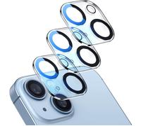 LOT DE 3 PROTECTEURS D'OBJECTIF D'APPAREIL PHOTO CONÇUS POUR IPHONE 14/14 PLUS, VERRE TREMPÉ 9H, ANTI-RAYURES - TECHTA