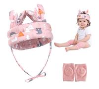 Lot de 3 protections de tête pour bébé avec genouillères, casque rembourré doux et sangle réglable pour apprendre à marcher, léger et respirant, pour bébés de 6 à 36 mois (vert) (style 2)