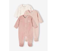 Lot de 3 pyjamas bébé mixte en velours ouverture naissance lot bois de rose 9M(71CM)