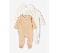 Lot de 3 pyjamas bébé mixte en velours ouverture naissance lot jaune d'or 12M(74CM)