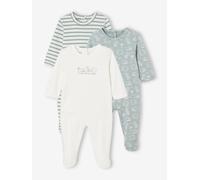 Lot de 3 pyjamas bébé mixtes en interlock BASICS bleu grisé 3M(60CM)