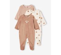 Lot de 3 pyjamas bébé mixtes en velours lot cappuccino NAISSANCE(50CM)