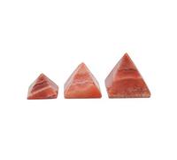 Lot de 3 pyramides égyptiennes fabriquées à la main en albâtre rouge par des artisans égyptiens