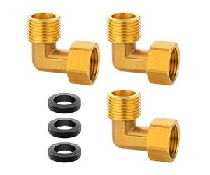 Lot de 3 raccords multi-usages en laiton de 1,2 cm, filetage mâle et femelle à 90 degrés pour systèmes de refroidissement et d'alimentation en eau domestique