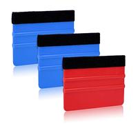Lot de 3 Raclette pour Vinyle, Plastique Robuste Raclette en Feutre Raclette Vinyle Raclette pour Pose de Film, Vinyle de Voiture, Artisanat, Fenêtre, Papier Peint (Rouge, Bleu)