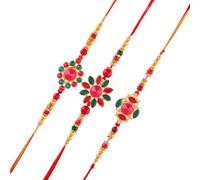 Lot de 3 Rakhi pour frère et Bhabhi Rakhi pour Raksha Bandhan Bhaiya Rakhi Set Rakhi with You are My Hero Aimant de réfrigérateur et Roli Tilak