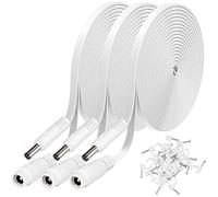 Lot de 3 rallonges d'alimentation CC de 7,6 m - 2,1 mm x 5,5 mm - Compatible avec cordon adaptateur 12 V CC pour caméra IP de vidéosurveillance, LED, voiture, blanc