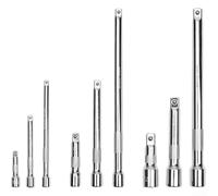Lot de 3 rallonges de douilles pour cliquets de 1/4", 3/8", 1/2", matériau en chrome vanadium avec butée sécurisée et poignée moletée (B)