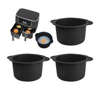 Lot de 3 ramequins pour friteuse à air, Noir moules en silicone pour friteuse à air, moules à œufs/pocheuse, accessoires de friteuse à air comprimé pour COSORI/Ninja Foodi/Tower Air Fryer