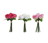 Lot de 3 Ramilletes Dkd Home Decor Blanc Rose Plastique Fuchsia