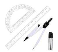 Lot de 3 rapporteurs et boussole pour étudiant - Règle en plastique transparent de 30,5 cm - Compas pour géométrie et rapporteur à 180 degrés - 15,2 cm - Pour le dessin, la mesure, l'école et le