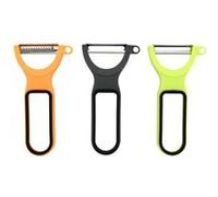 Fackelmann Lot de 3 rasoirs à légumes 41964 – Acier inoxydable, Orange/Gris/Vert, 13 x 7 cm