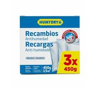Lot de 3 Recharges Anti-humidité pour Déshumidificateurs - Idéales pour Placards, Salles de Bains et Chambres - Espaces jusqu'à 15 m2 - Sachets de 450 g - Parfum : Neutre - Humydry