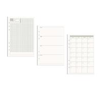 Lot de 3 Recharges de Papier A5 pour Listes de Choses à Faire, 6 Trous, 135 Feuilles/270 Pages pour Agenda (Quotidien, Hebdomadaire et Mensuel)
