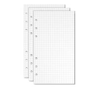 Lot de 3 recharges de papier A6 à carreaux, 6 trous A6, rechargeables, papier A6, pour carnet de notes, croquis, journal, peinture, bullet journal (couleur : blanc)
