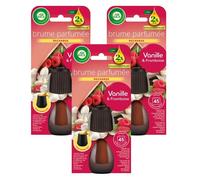 Lot de 3 Recharges Diffuseur désodorisant d Huiles Essentielles Brume Parfumée Vanille et Framboise - 20 ml