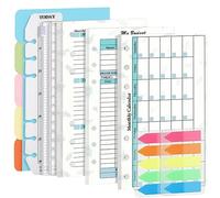 Lot de 3 recharges pour planificateur budgétaire A6 - 82 feuilles Prefdo - Semainier mensuel - Planificateur budgétaire à 6 trous avec poche pour classeur, intercalaire de papier, règle et onglets