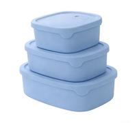 Lot de 3 récipients à goûter étanches en silicone résistant à la chaleur de -40 °C à 220 °C pour congeler le micro-ondes, la cuisson et la vaisselle (bleu)