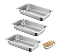 Lot de 3 récipients alimentaires en acier inoxydable, plat de cuisson rectangulaire, 32,5 x 17,5 x 6,5 cm, plats de cuisson en acier inoxydable, plat de cuisson rectangulaire, plaque de cuisson en