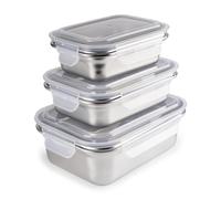 Lot de 3 récipients en acier inoxydable avec couvercle hermétique pour micro-ondes, four, Airfryer et réfrigérateur