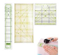 Lot de 3 règles de patchwork - 15 cm x 30 cm - Transparentes - Avec échelle en cm et fonctions d'angle - Règle de couture - Règle de couture - Règle de repassage - Règle de coupe - Pour patchwork et