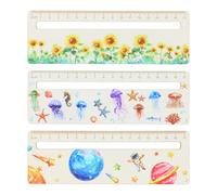 Lot de 3 Règles en Bois, Règle de Lecture & Aide à la Lecture & Marque-page 3 en 1, Règle pour Garçons et Filles, Étudiants, Règles de Lecture Dyslexie (Blanc, 17 cm)