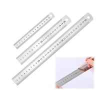 Lot de 3 règles en métal - Règle en acier inoxydable - 15 cm, 20 cm, 30 cm - Avec bord gradué double face - Outil de mesure - Règle en acier inoxydable - Pour l'apprentissage des élèves,
